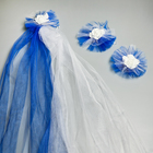 Набор на капот свадебного авто "Фата + 3 банта" синий - фото 24536376