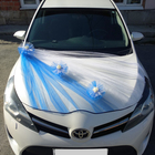 Набор на капот свадебного авто "Фата + 3 банта" синий - фото 24536378