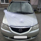 Набор на капот свадебного авто "Фата + 3 банта" белый - фото 24536386