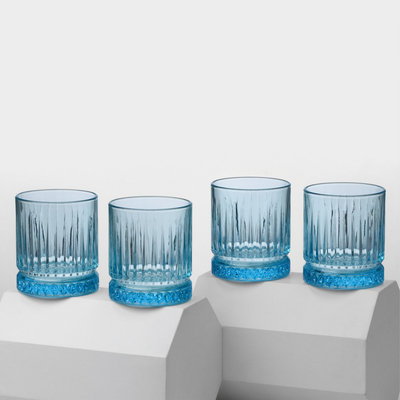 Стаканы низкие Paşabahçe Elysia, 355 мл, стекло, синие, набор 4 шт.