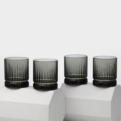 Стаканы низкие Paşabahçe Elysia, 355 мл, стекло, серые, набор 4 шт