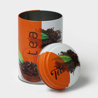 Банка для сыпучих продуктов «Сканди Чай черный», 1,1 л, d=9,9 см, h=14,5 см, жесть, цвет оранжевый - фото 4464844