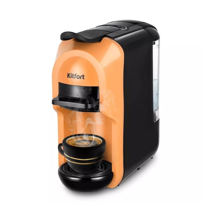 Кофеварка Kitfort KT-7404, капсульная/рожковая, 1450 Вт, 0.6 л, чёрно-оранжевая