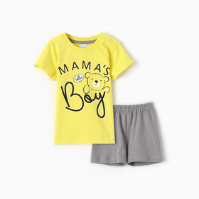 Комплект для мальчика (футболка/шорты), цвет жёлтый/серый, рост 80 см