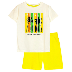 Комплект для мальчика (футболка, шорты), цвет молочный, рост 98 см
