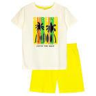 Комплект для мальчика (футболка, шорты), цвет молочный, рост 104 см - фото 110524869