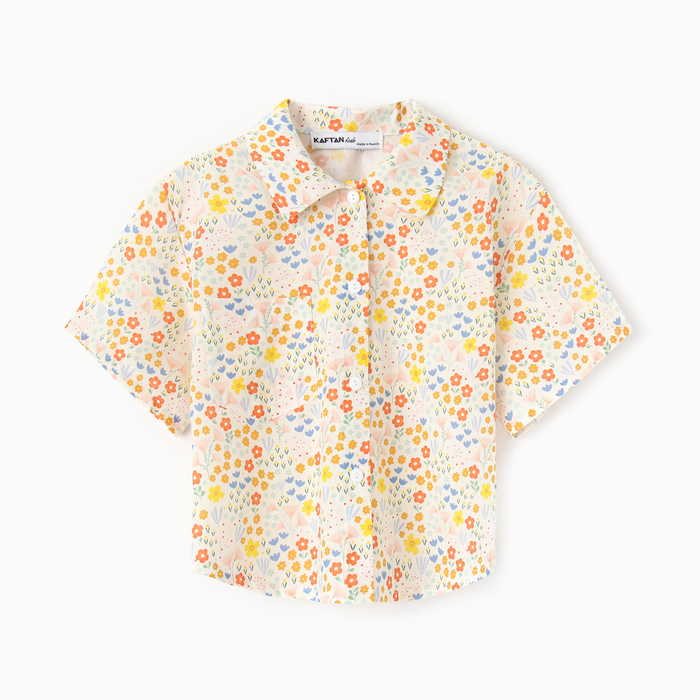 Рубашка для девочки KAFTAN Цветы, р.30 (98-104), желтый