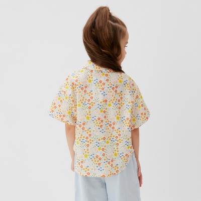 Рубашка для девочки KAFTAN «Цветы», жёлтая, размер 34 (122-128 см)