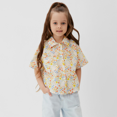 Рубашка для девочки KAFTAN «Цветы», жёлтая, размер 34 (122-128 см)