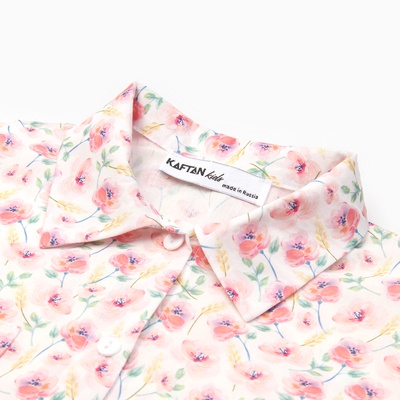 Рубашка для девочки KAFTAN «Цветы», розовая, размер 34 (122-128 см)