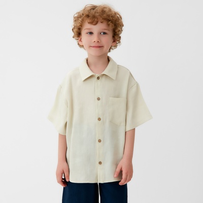 Рубашка для мальчика KAFTAN Linen, размер 34 (122-128 см), молочная