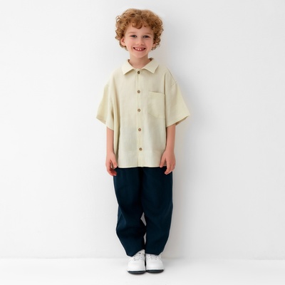 Рубашка для мальчика KAFTAN Linen, размер 34 (122-128 см), молочная