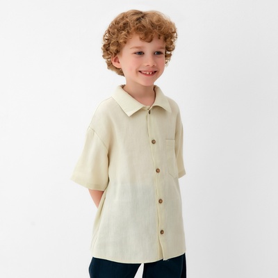 Рубашка для мальчика KAFTAN Linen, размер 34 (122-128 см), молочная