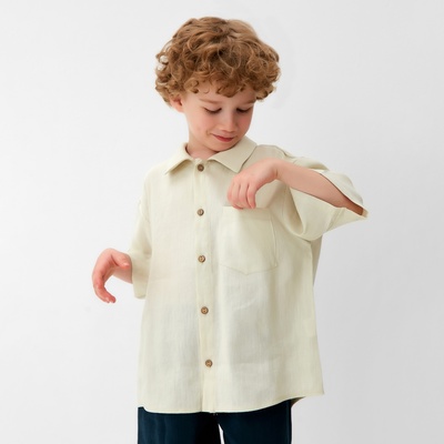 Рубашка для мальчика KAFTAN Linen, размер 34 (122-128 см), молочная