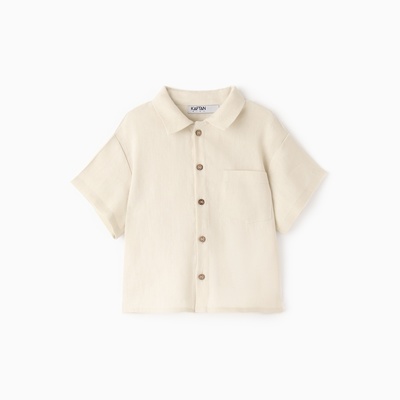 Рубашка для мальчика KAFTAN Linen, размер 34 (122-128 см), молочная