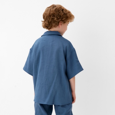 Рубашка для мальчика KAFTAN: Linen, синяя, размер 36 (134-140 см)