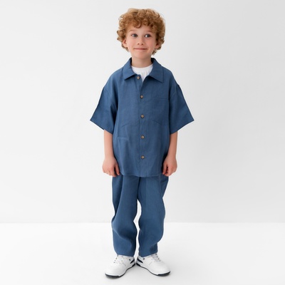 Брюки для мальчика KAFTAN Linen, размер 30 (98-104 см), синие