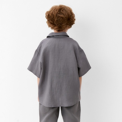 Рубашка для мальчика KAFTAN: Linen, серая, размер 32 (110-116 см)