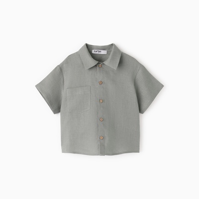 Рубашка для мальчика KAFTAN: Linen, серая, размер 32 (110-116 см)