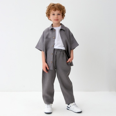 Брюки для мальчика KAFTAN: Linen, серые, размер 34 (122-128 см)