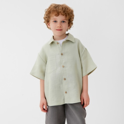 Рубашка для мальчика KAFTAN Linen, размер 32 (110-116 см), зелёная