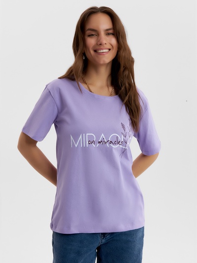 Футболка женская Ohana market, сиреневая, размер 46