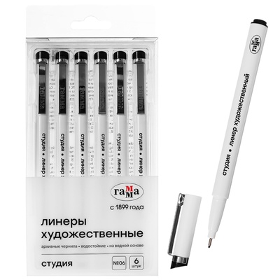 Ручка капиллярная для черчения и графики Гамма "Студия" линер 0.6 мм, чёрный