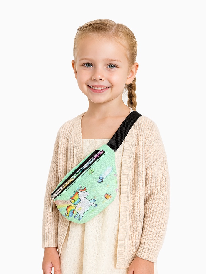 Сумка поясная детская на молнии «Выбражулька», зелёная - Фото 1