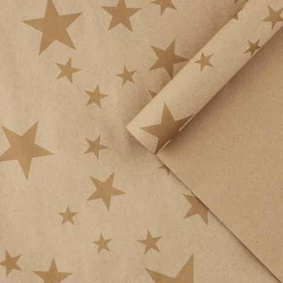 Бумага упаковочная крафтовая «Звёзды», 1 лист, 70 х 100 см
