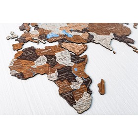 Карта мира деревянная МастерКарт «Борнео Браун», 130х75 см, одноуровневая