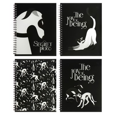 Тетрадь 80 листов в клетку на гребне Secret Place, обложка мелованный картон, матовая ламинация, выборочный лак, фольга, МИКС