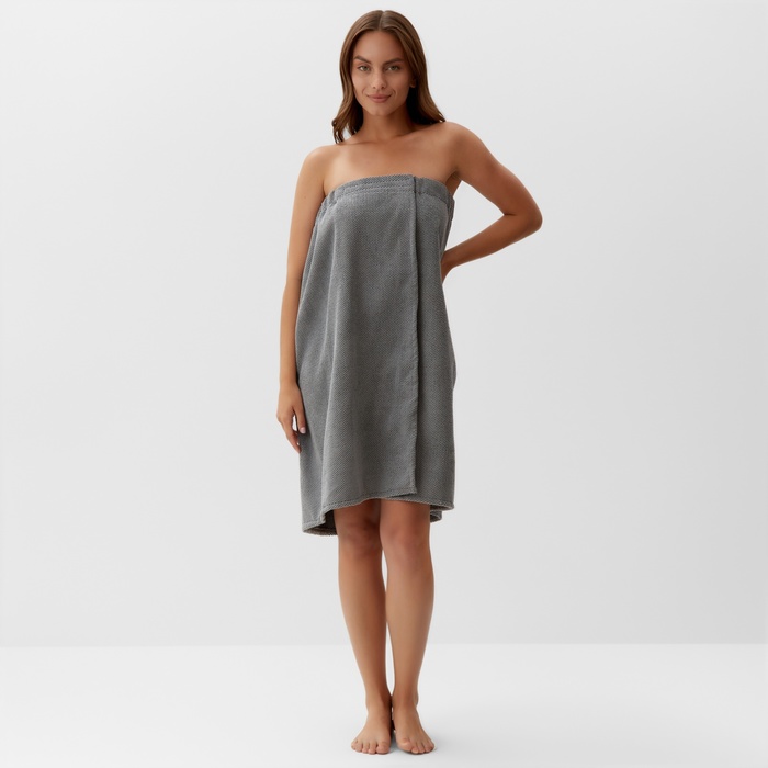 Полотенце - парео банное «Этель», 75×150 см, серое - Фото 1