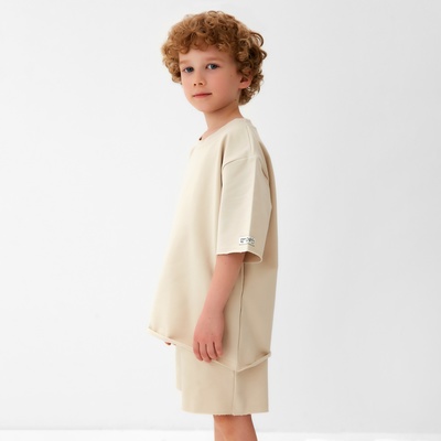 Футболка детская KAFTAN, бежевая, размер 34 (122-128 см)