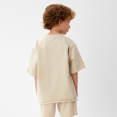 Футболка детская KAFTAN, бежевая, размер 34 (122-128 см)