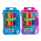 Набор: карандаши трёхгранные 12 цветов, 1 мини чернографитный, Maped Color Peps, точилка, ластик, пластиковый пенал, микс - Фото 1