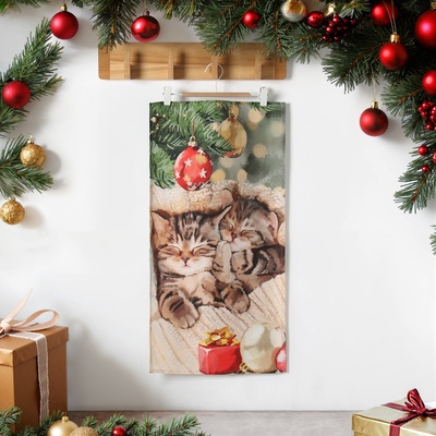 Полотенце новогоднее кухонное «Этель» «Счастливы вместе» 40×70 см, 100% хл, саржа 190 г/м²