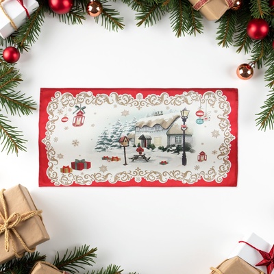 Полотенце новогоднее кухонное «Этель» «Снежная деревенька» 40×70 см, 100% хл, саржа 190 г/м²