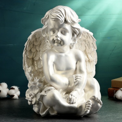 Фигура "Ангел большой сидит с цветами" 34х23х23см
