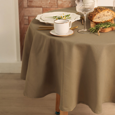 Скатерть «Этель» Kitchen, круглая, 146 ±2 см, бежевая, 100% хлопок, саржа 250 г/м²