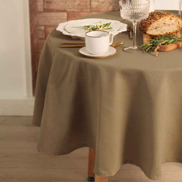 Скатерть «Этель» Kitchen, круглая, 146 ±2 см, бежевая, 100% хлопок, саржа 250 г/м² - Фото 1