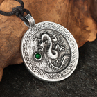 Амулет "Дракон" с камнем жадеит, 35х42 мм, металлический - фото 24491336