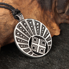 Амулет "Лунница с Макошью" с камнем аметист, 35х42 мм, металлический - фото 24491366