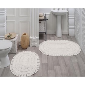 Набор ковриков для ванной Sofi De Marko Yana, кружевной, размер 60х100 см, 50х70 см, цвет кремовый