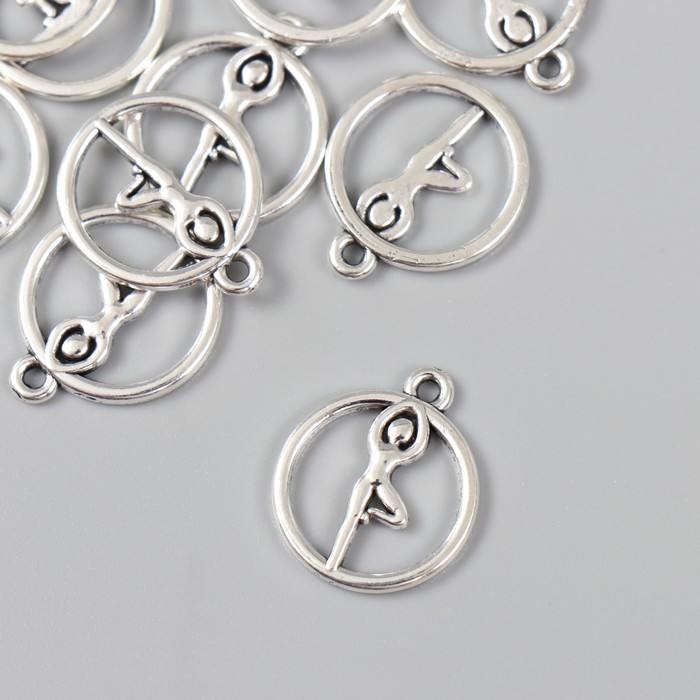 Металлический элемент, декоративная подвеска «Арт Узор. Гимнастика», серебро, 1.9×1.6 см