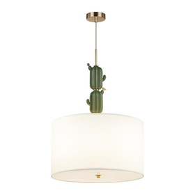 Люстра Odeon Light. Cactus, 3х60Вт, E27, 640-2150х450 мм, цвет золотой, зеленый, белый