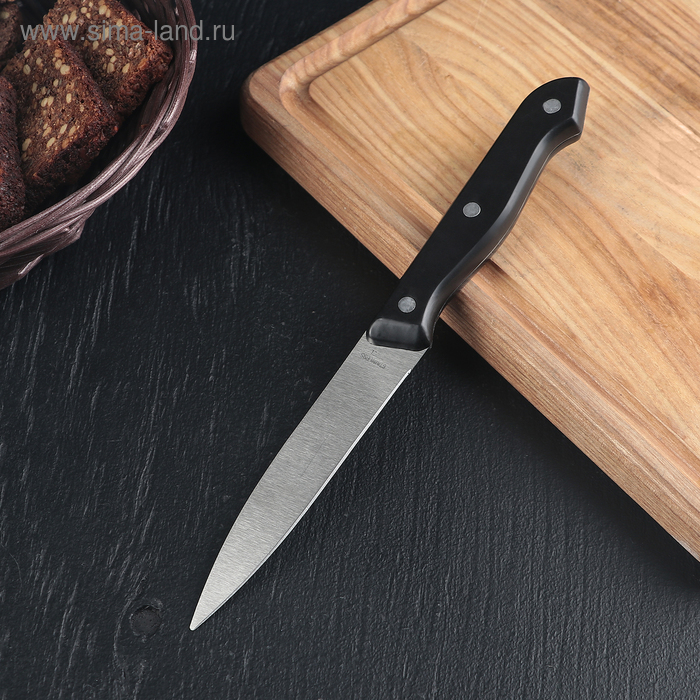 Нож кухонный «Универсал», лезвие 11,5 см, цвет чёрный - Фото 1