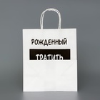 Пакет подарочный с приколами,«Рожденный тратить копить не может», белый, 24×14×28 см - Фото 3