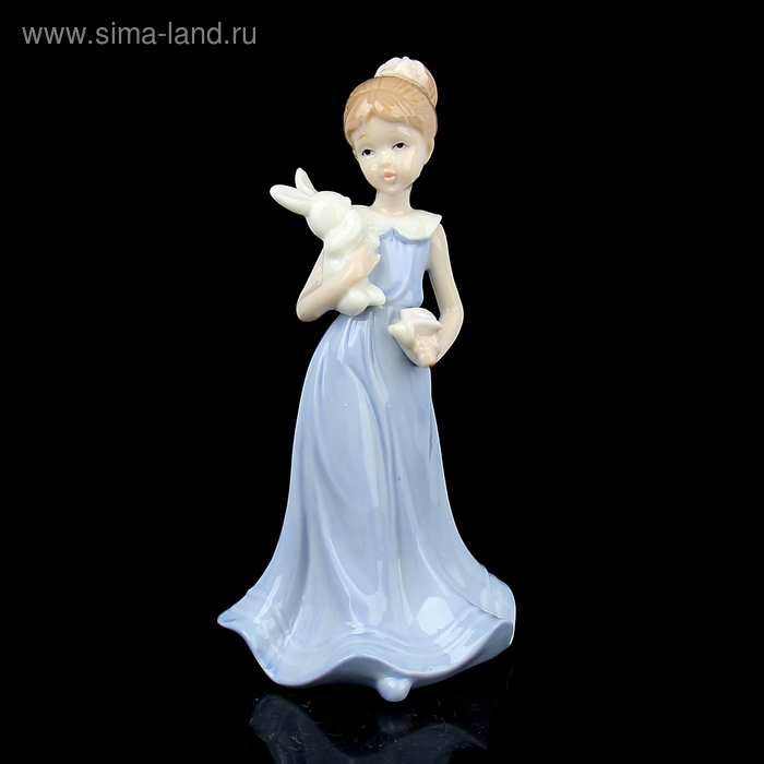 Сувенир керамика "Девочка с зайчиком" 16х8,5х7,7 см - Фото 1