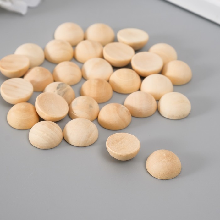 Декор для творчества дерево "Половинка шарика" натуральный набор 30 шт 1,4х1,4х0,7 см - Фото 1