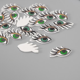 Декор для творчества дерево "Зелёные глаза" набор 20 шт 2,4х1,5 см